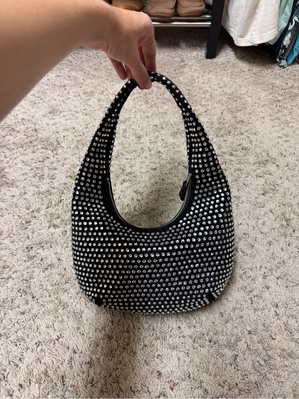 Madewell black suede crystal embellished bag - Picture 4 of 7